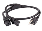 16AWG NEMA 5-15P to IEC-60320-C13 ╳ 2 Splitter Power Cord AllCables4U