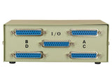 4-Way ABCD DB25 Female Manual Data Switch Box AllCables4U