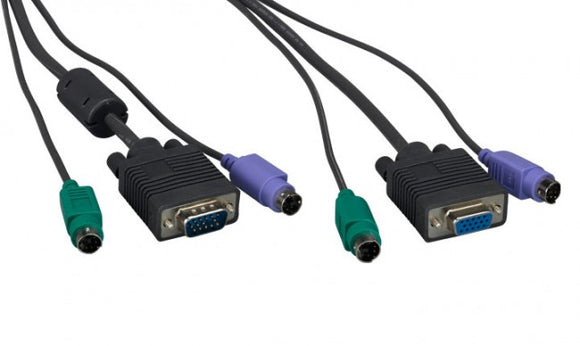 Super VGA M/F + PS/2 Keyboard & Mouse with Ferrite Premium 3 IN 1 KVM Cable AllCables4U