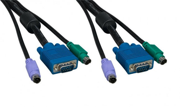 Super VGA M/M + PS/2 Keyboard & Mouse with Ferrite Standard 3 in 1 KVM Cable AllCables4U