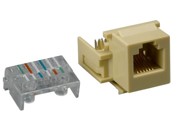Ivory Color RJ12 Tool-Less Keystone Jack AllCables4U
