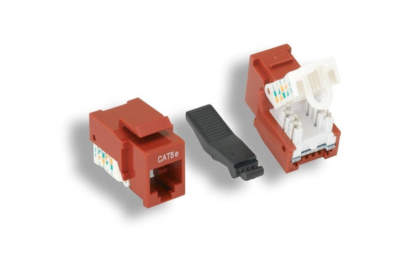 Red Color Cat5e Tool-Less Keystone Jack AllCables4U