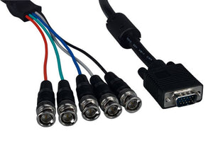 Standard VGA HD15 Male to 5 ╳ BNC Male Monitor Cable With Ferrite AllCables4U