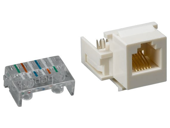 White Color RJ12 Tool-Less Keystone Jack AllCables4U